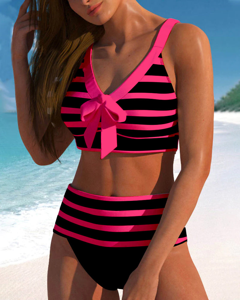 Eva | Gestreepte bikini met hoge taille
