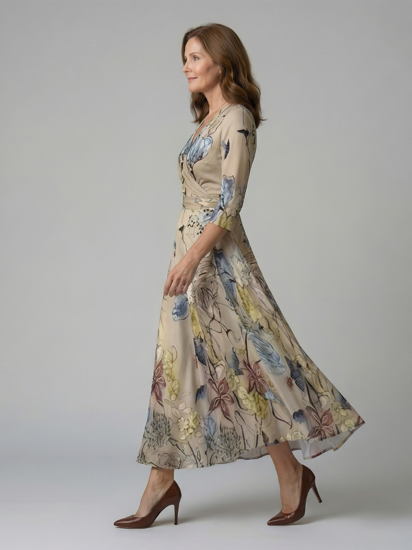 Hanne | Midi Jurk met Gekruiste Hals