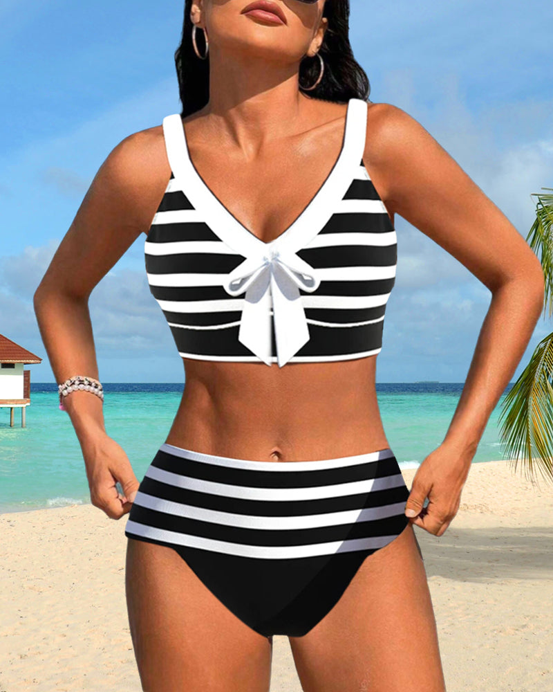 Eva | Gestreepte bikini met hoge taille