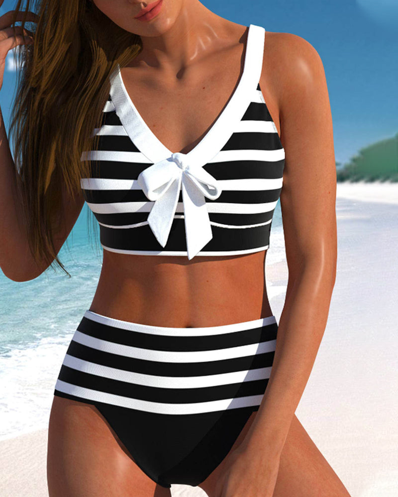 Eva | Gestreepte bikini met hoge taille