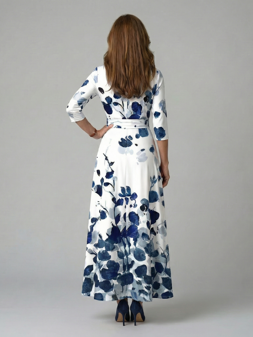 Hanne | Midi Jurk met Gekruiste Hals