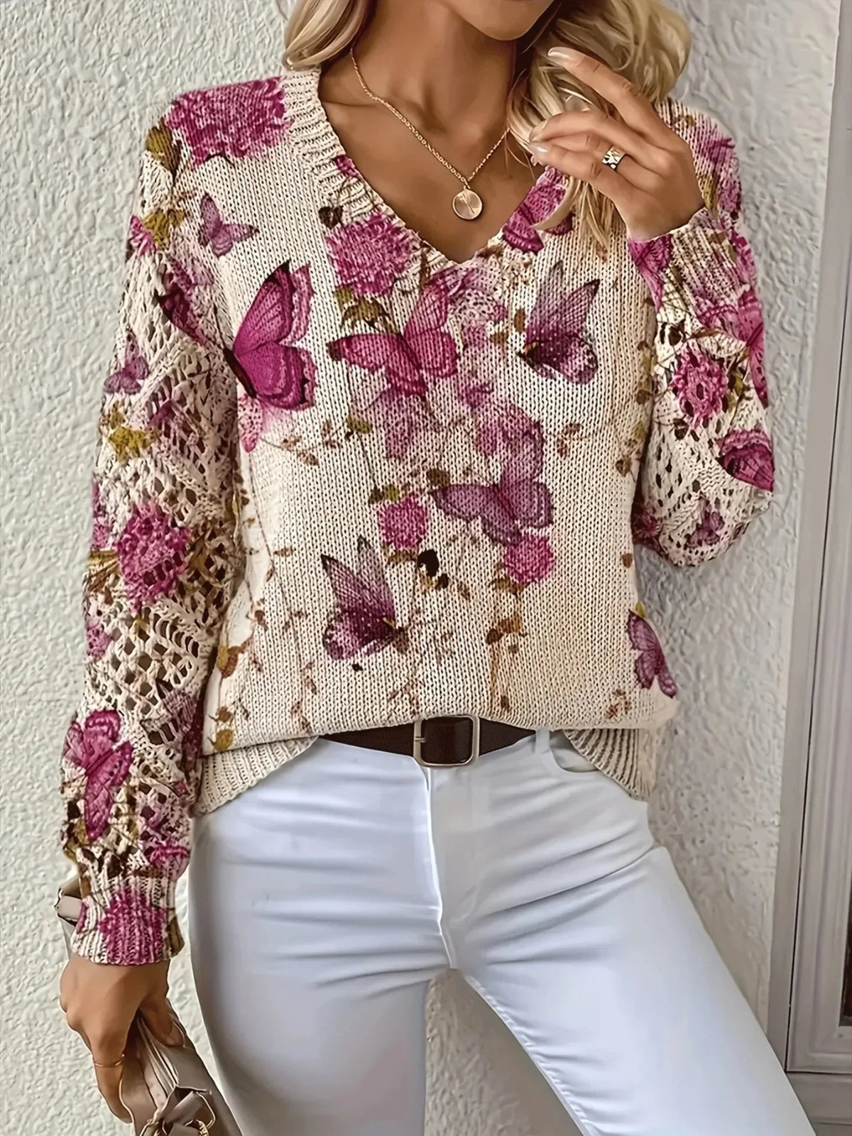 Amelie | Elegante trui met bloemendessin