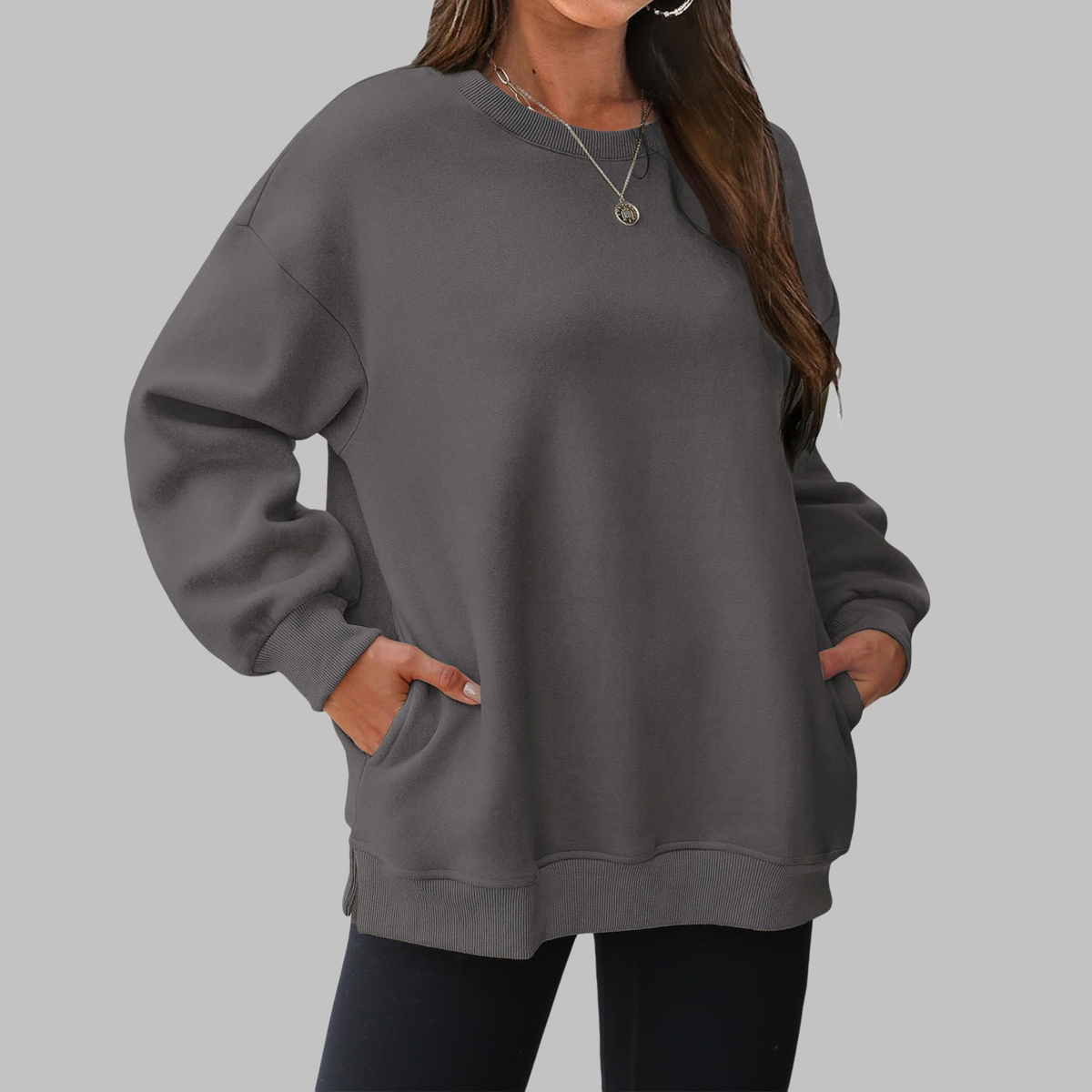 Medgi | Casual oversized trui met ronde hals en lange mouwen