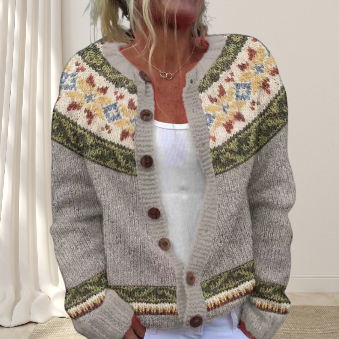 Virelle | Losgebreid vest met patroon