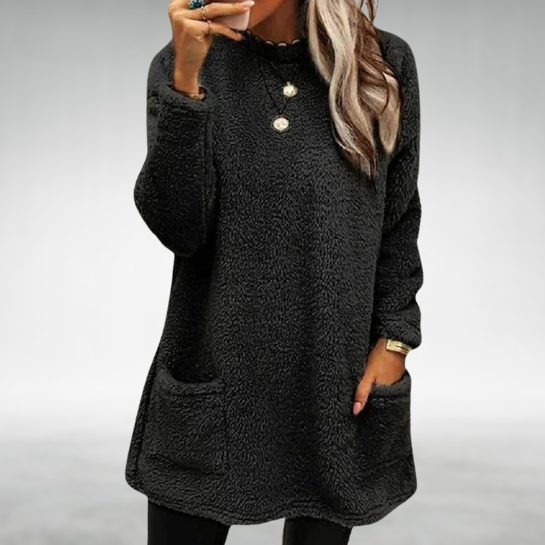 Nora | Fleece trui met zakken