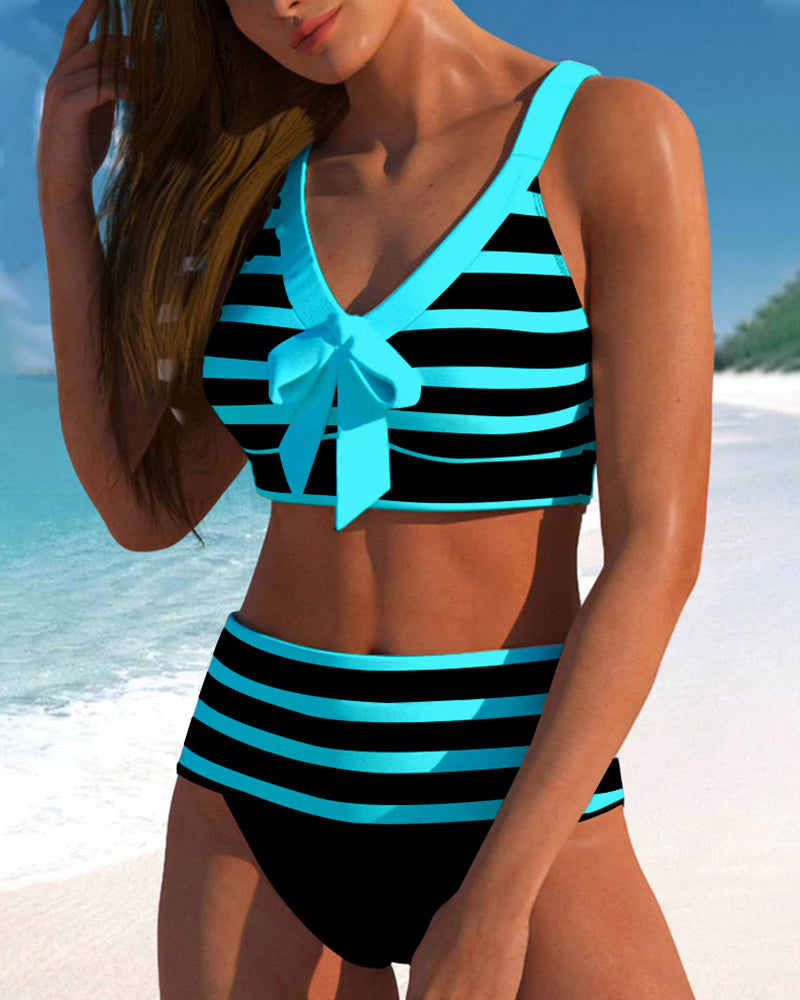 Eva | Gestreepte bikini met hoge taille