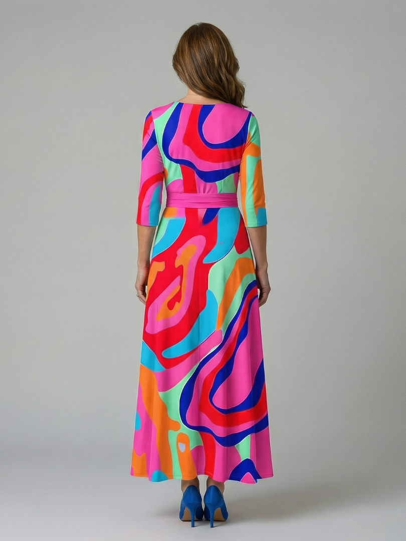 Hanne | Midi Jurk met Gekruiste Hals