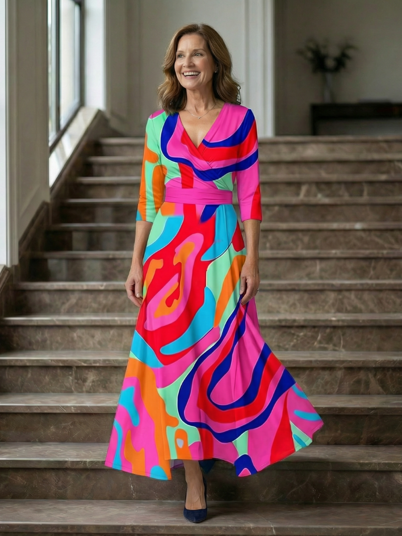 Hanne | Midi Jurk met Gekruiste Hals