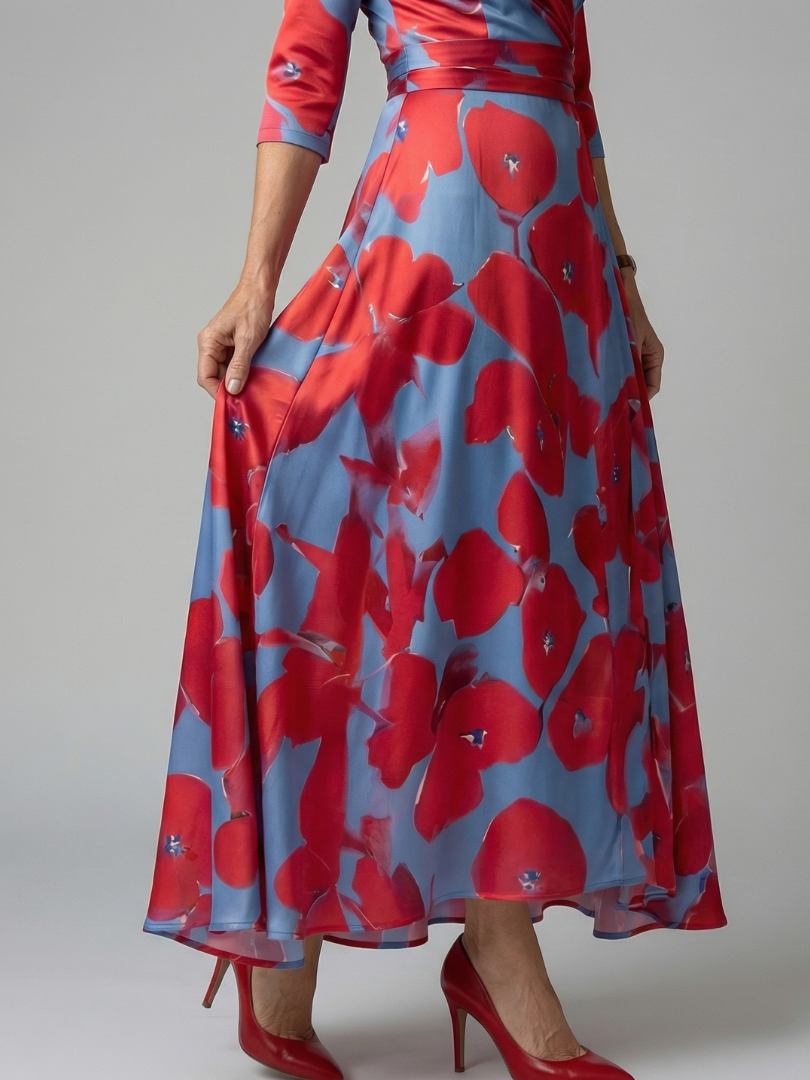 Hanne | Midi Jurk met Gekruiste Hals