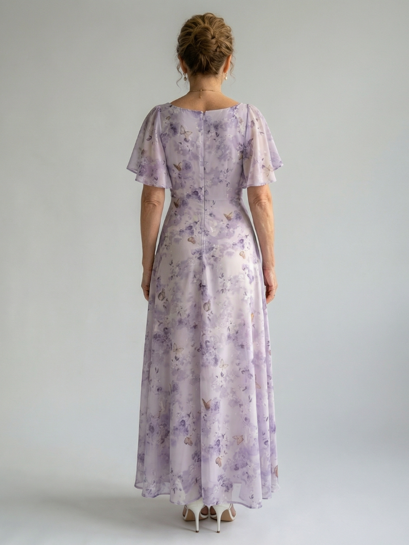Danique | Midi Jurk met Ruches Mouwen