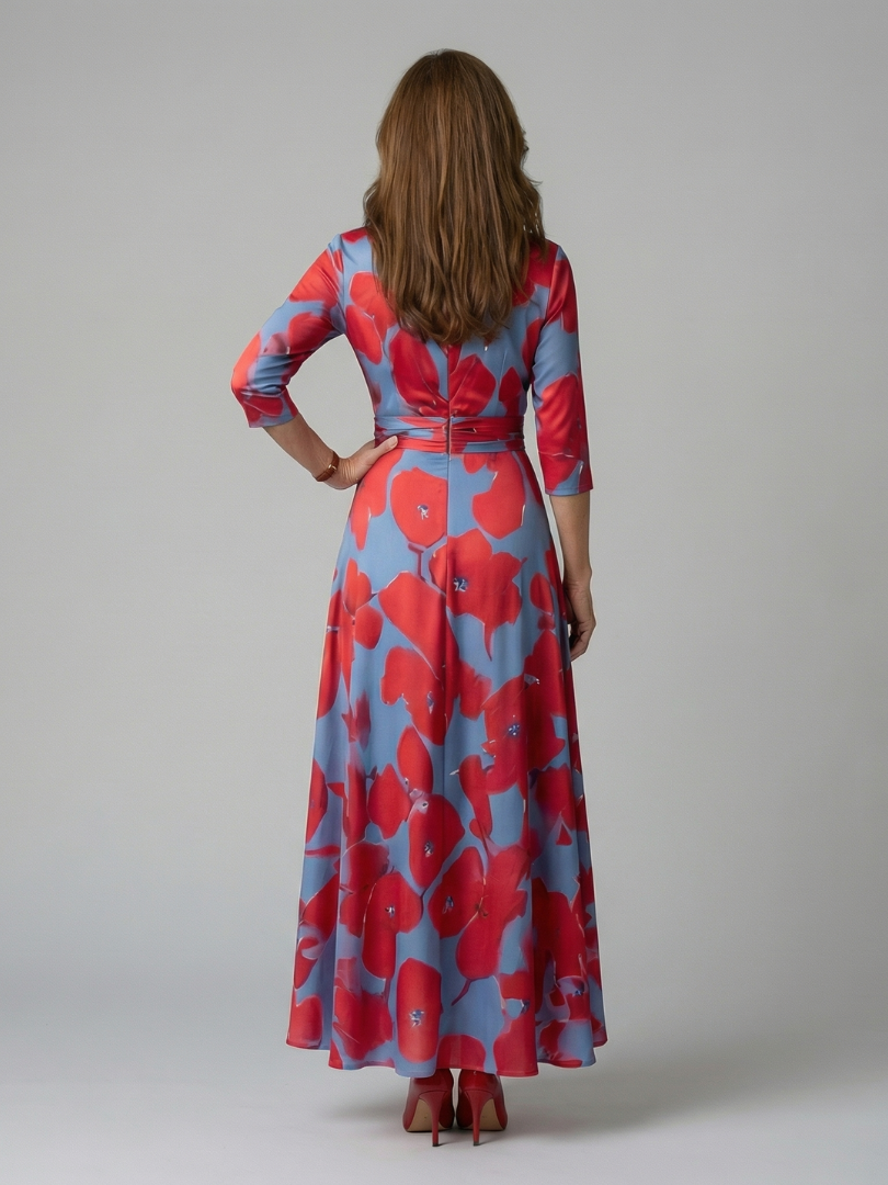 Hanne | Midi Jurk met Gekruiste Hals