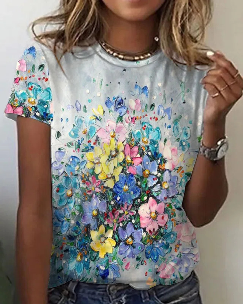 Vila | Eenvoudig bedrukt T-shirt met ronde hals
