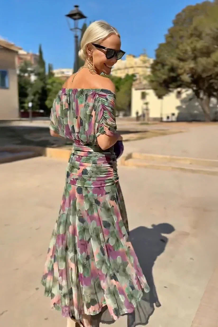 Catarina | Elegante maxi-jurk met V-hals en bloemenprint voor feestjes