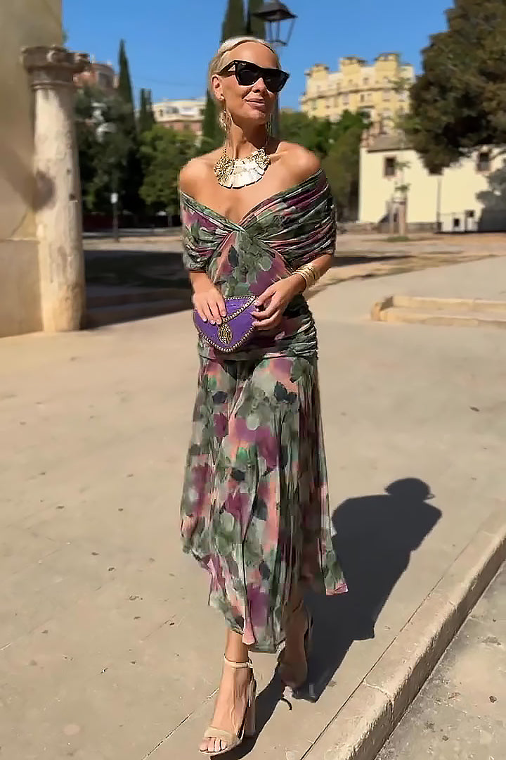 Catarina | Elegante maxi-jurk met V-hals en bloemenprint voor feestjes
