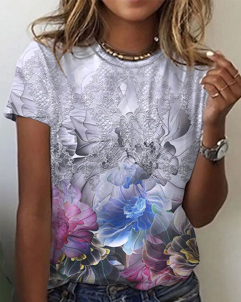 Vila | Eenvoudig bedrukt T-shirt met ronde hals