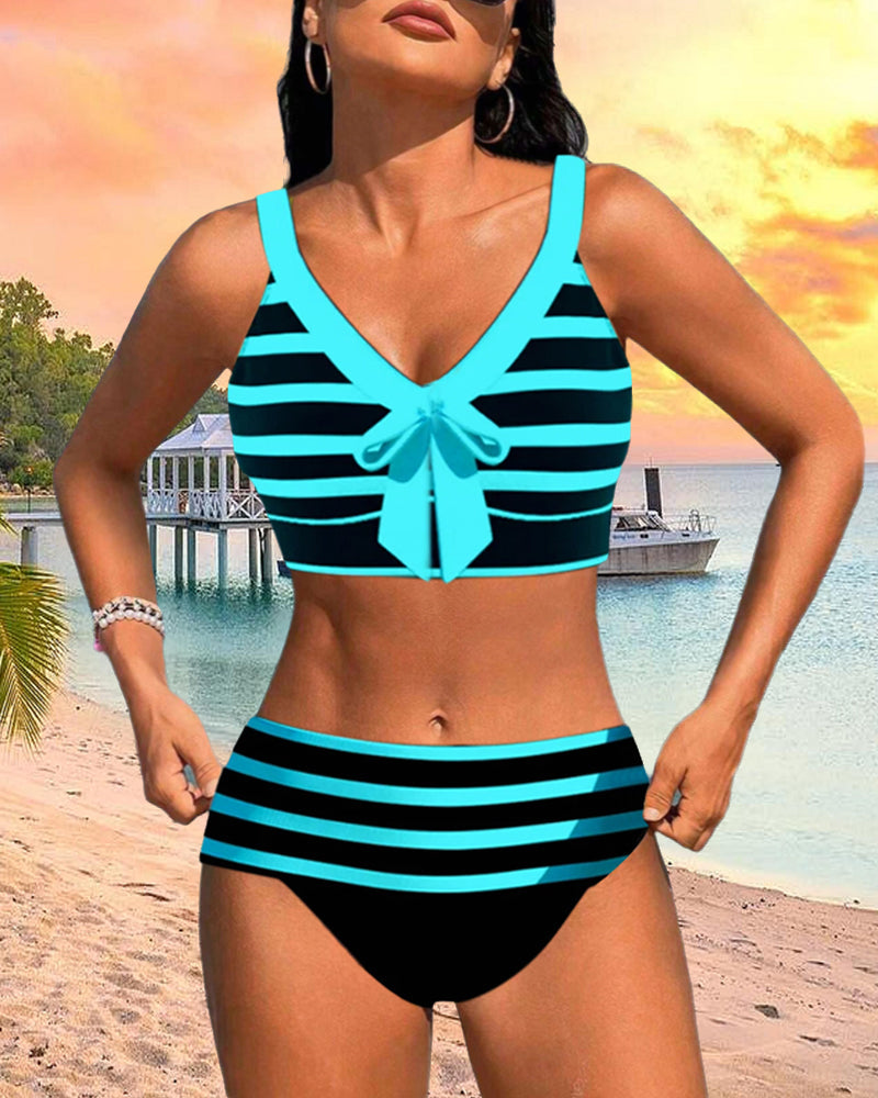 Eva | Gestreepte bikini met hoge taille