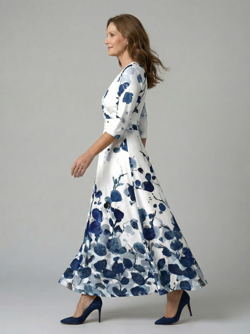 Hanne | Midi Jurk met Gekruiste Hals
