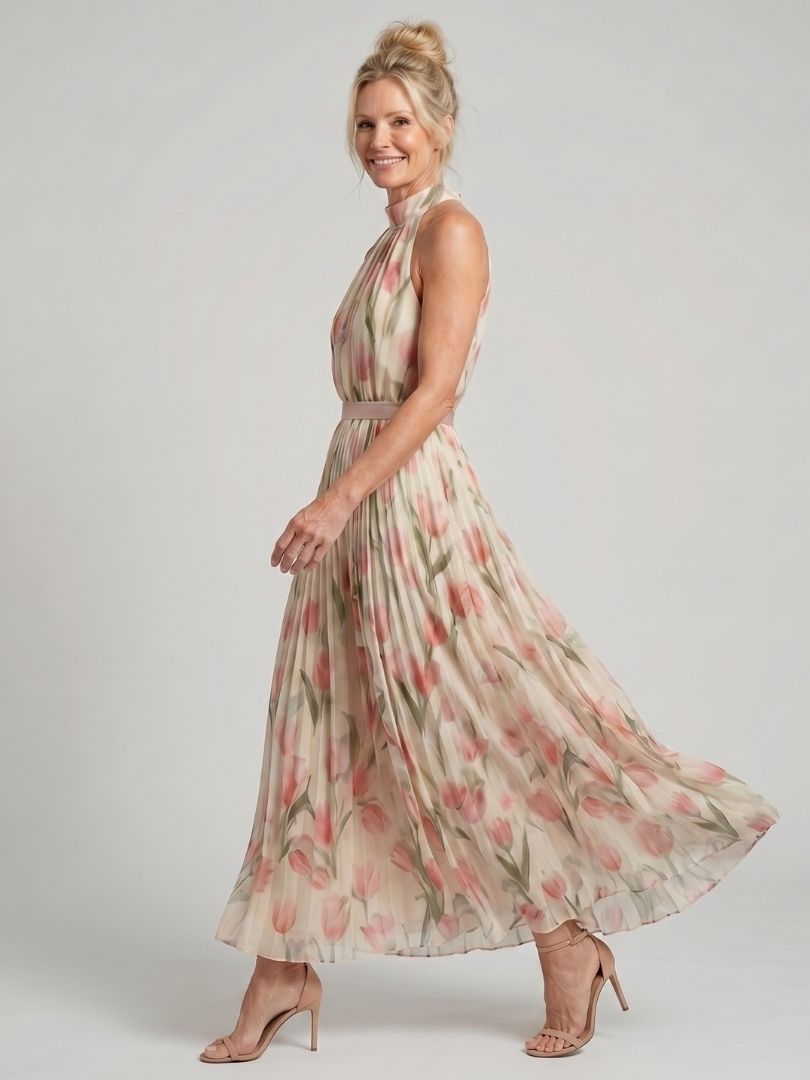 Roos | Midi Halter Bloemen Jurk