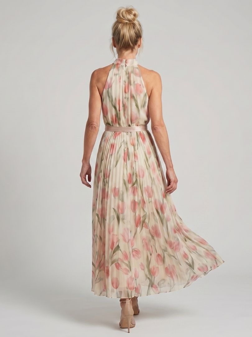 Roos | Midi Halter Bloemen Jurk
