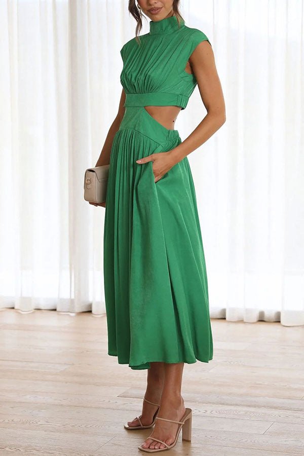 Quincy | Midi-jurk met Cut-Out en Zakken