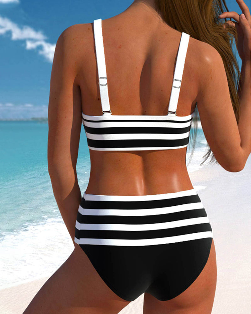 Eva | Gestreepte bikini met hoge taille