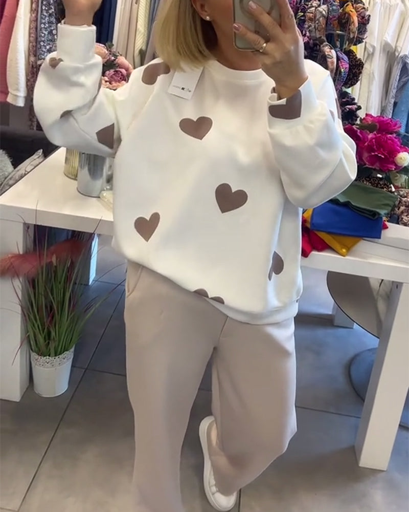 Heather | Trui in katoenmix met hartjes